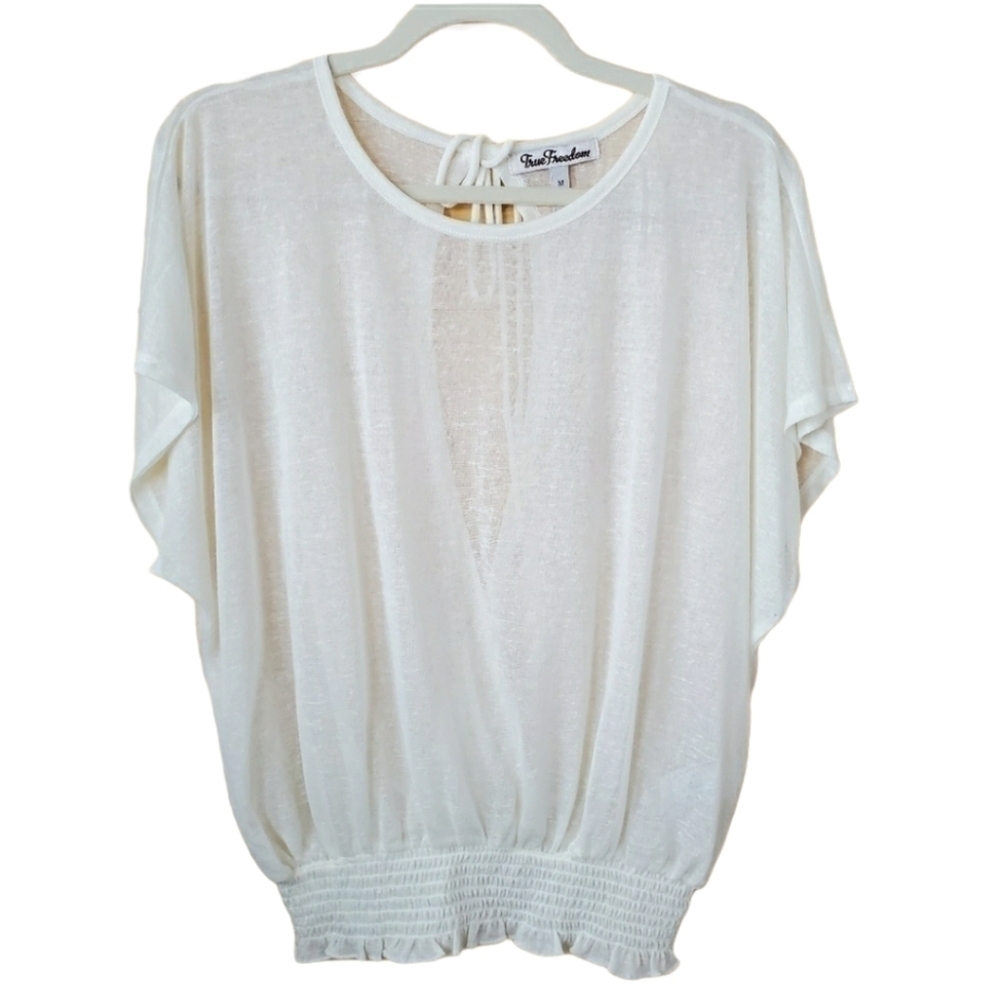 NWT True Freedom sz M sheer open back top